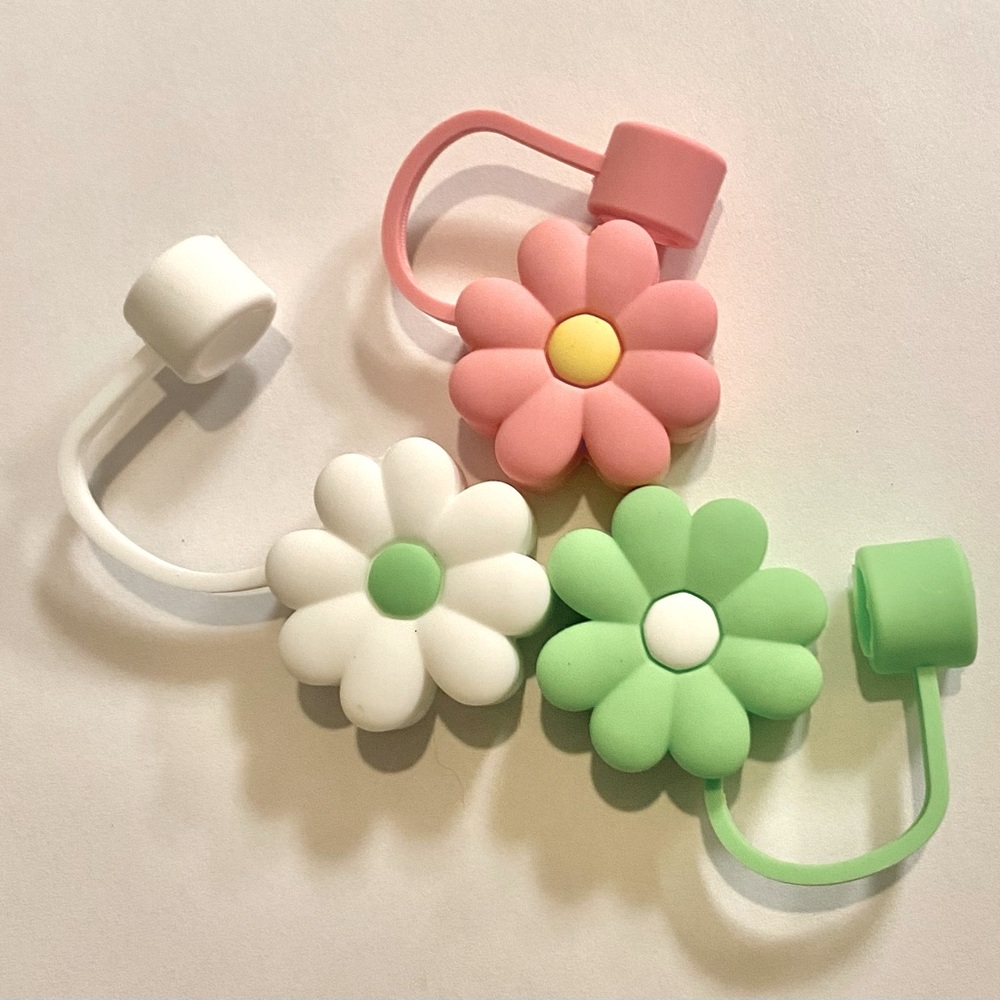 Straw Cover Cap Flower for Stanley Cup Straw Topper Fits 40oz (3 PCS)